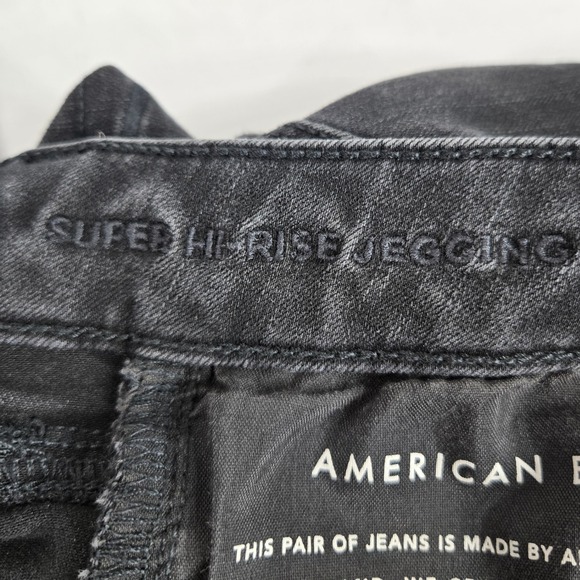 American Eagle Super Hi-Rise Jeggings‎ 360 Stretch Black Wash Jeans Size 8 - Picture 5 of 14